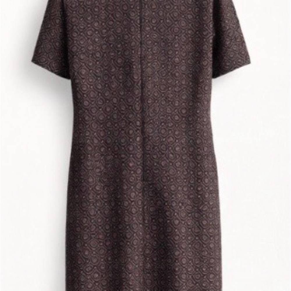 Elegant Gray and Blue Patterned Shift Dress with Pockets - Picture 4 of 9